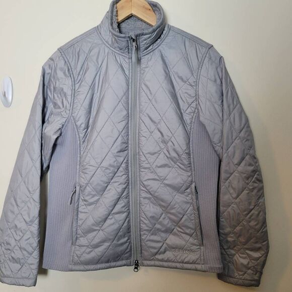 LL Bean Womens Grey Quilted Puffer Jacket Petite XS - Picture 1 of 6